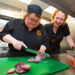 Staff preparing vegetables at the Orchard Café in Belfast
